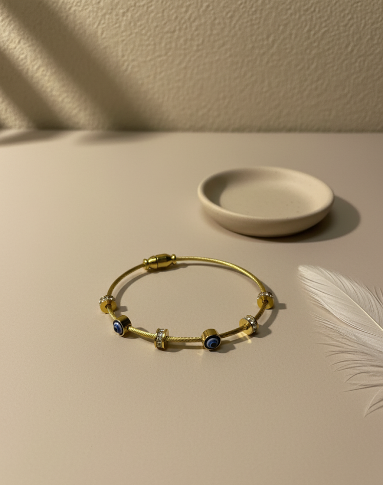 Gold-Toned Evil Eye Protection Bracelet for Women