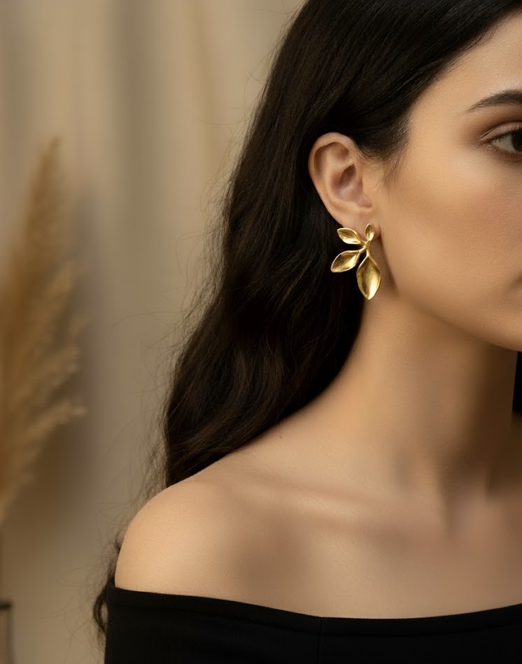 Gold Leaf Statement Earrings