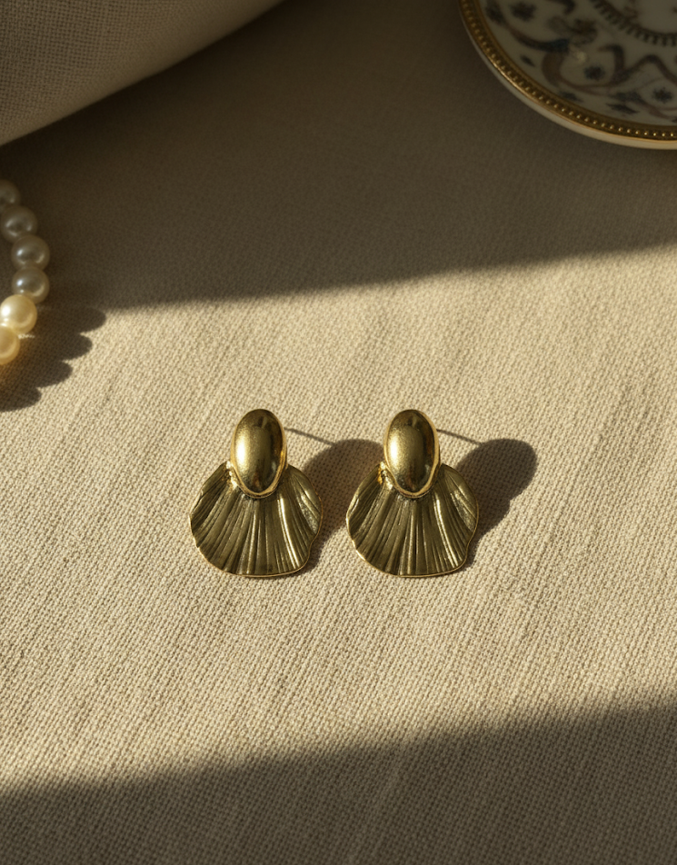 Sculpted Gold Petal Earrings